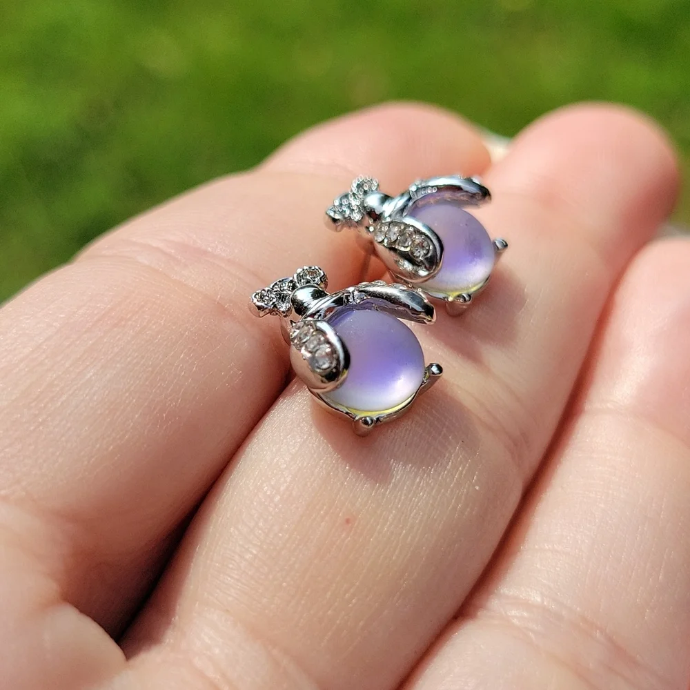 Color Shifting Ladybird Stud Earrings, 925 Sterling Silver - Picture 6 of 6